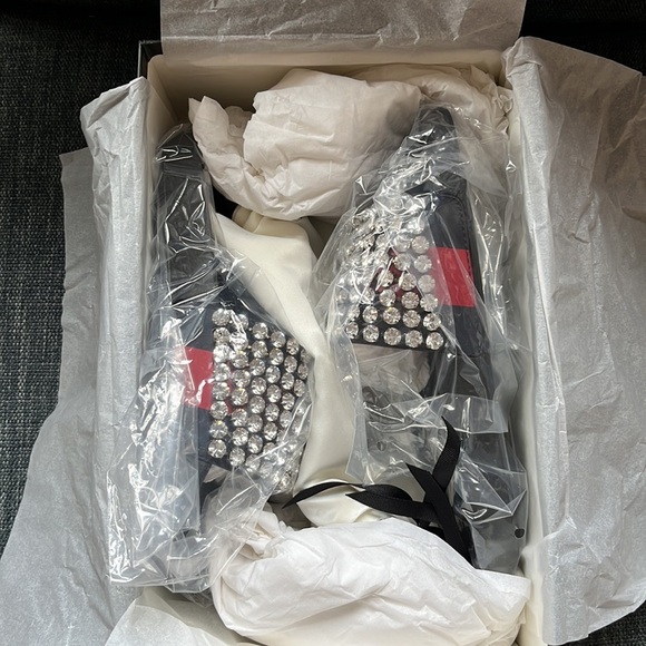 FINAL DROP/ SALE!!! Gucci Crystal web logo Slides sandals NWB - Picture 10 of 11